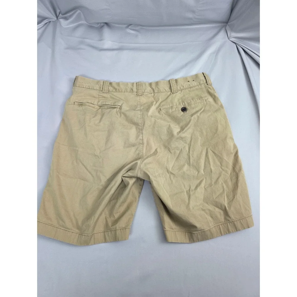 J.Crew Stretch Chino Shorts Mens 33 Khaki Tan 9 Inch Inseam Cotton Blend